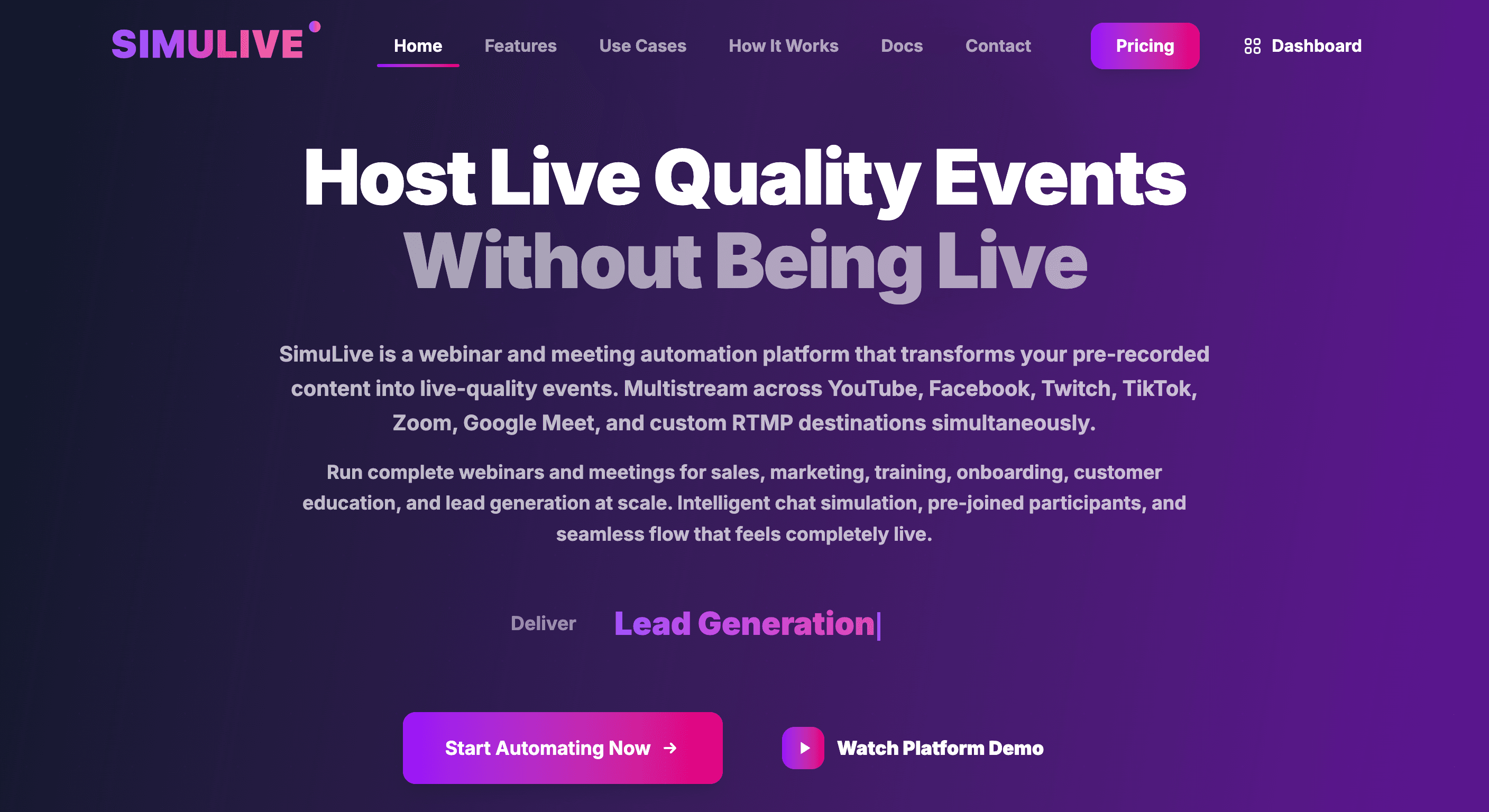 SimuLive Dashboard showing Runbook Creation Interface