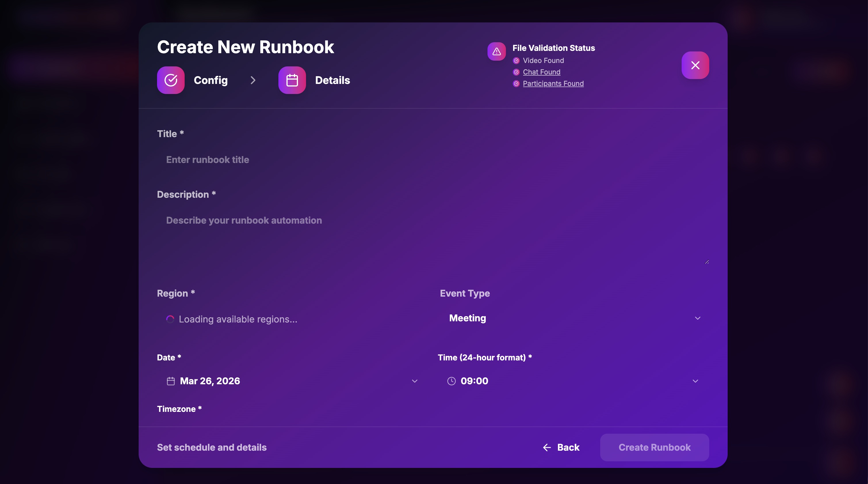 SimuLive Runbook Creation Wizard