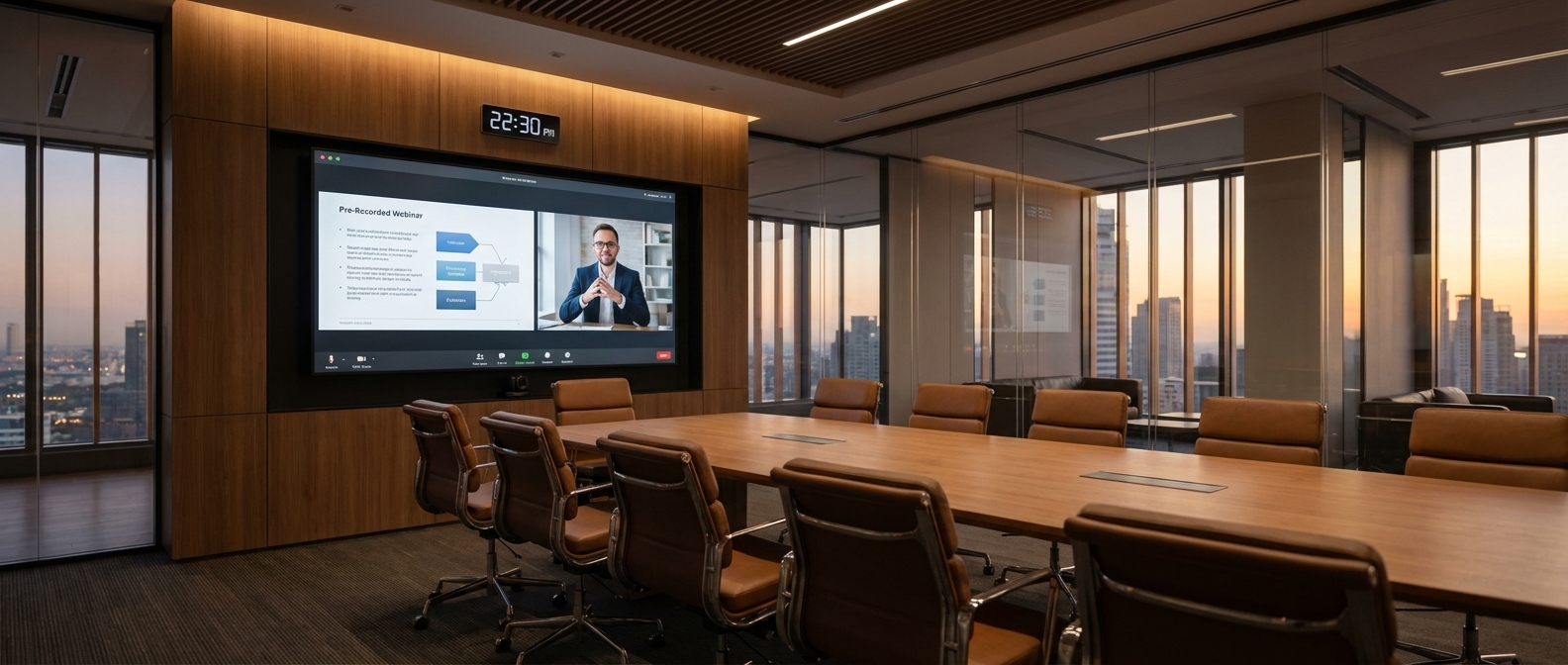 SimuLive Automation showing pre recorded webinar and meeting content streaming automatically